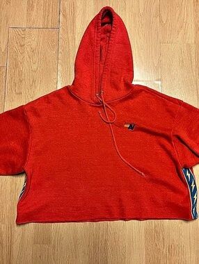 Aviator Nation Bolt Stripe Relaxed Pullover Hoodie Red XS